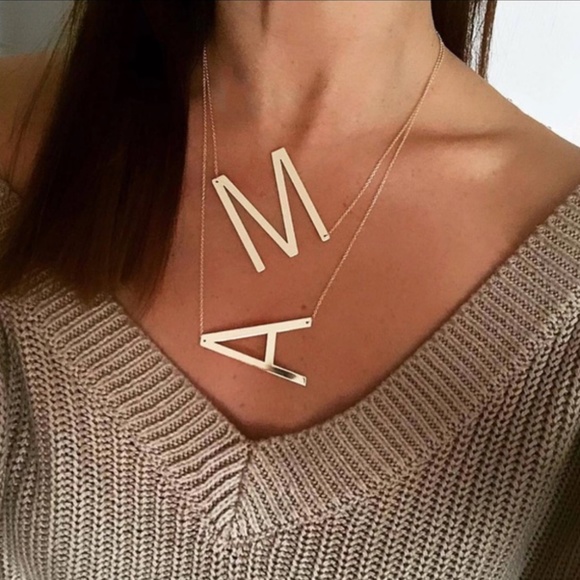 Jewelry - Large Initial Letter " A " Silver Necklace